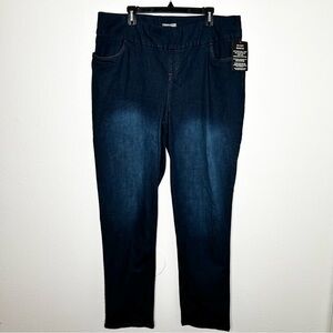 New Woman Within Womens Dark Wash Denim Stretch Pull On Pants Straight Leg 22W